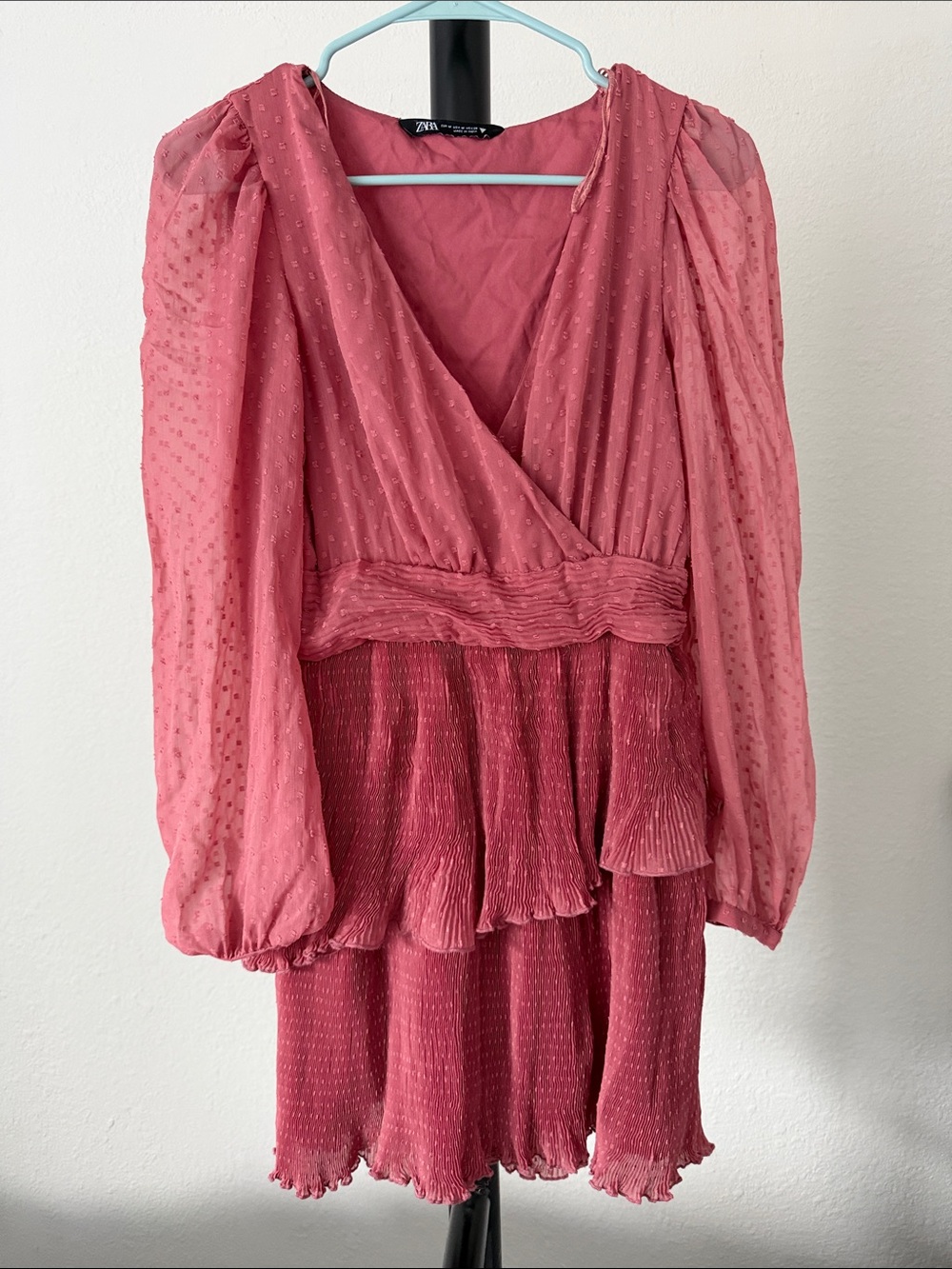 Zara Rose Dusty Rose Ruffle Tiered Mini Dress